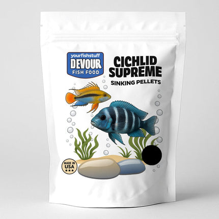 YFS Devour Cichlid Supreme Pellets – Balanced Omnivore Fish Food for African & South American Cichlids