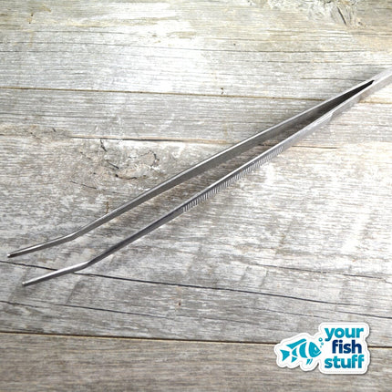 10-inch curved stainless steel aquascaping tweezers for aquarium plants