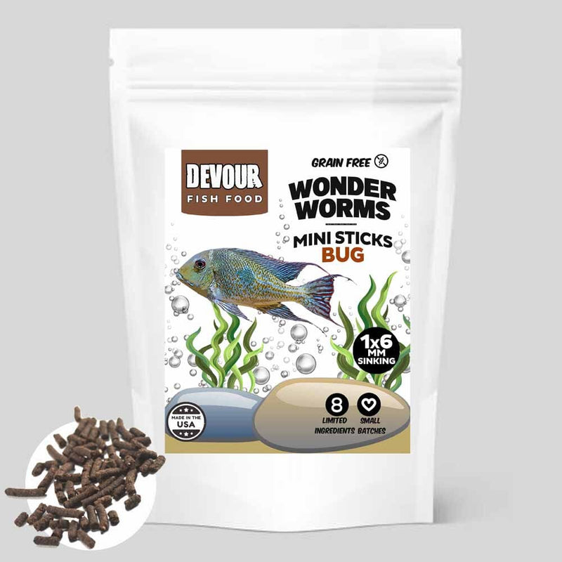 YFS Wonderworms Bug Fish Food Sinking Grain Free Limited Ingredients Sticks