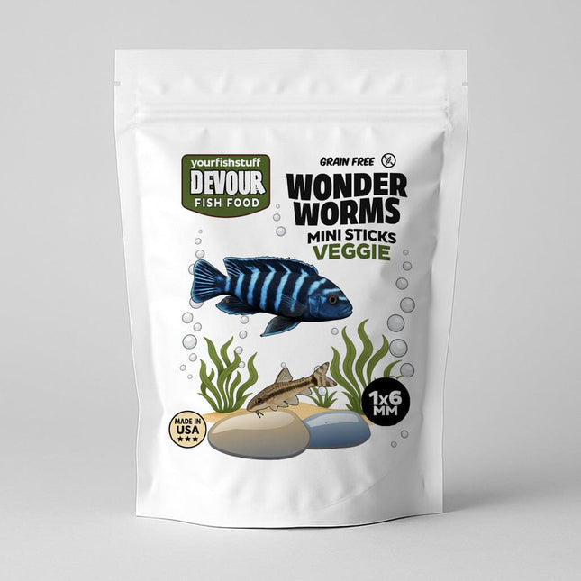 Devour WonderWorms Veggie Sticks – Plant-Rich Grain-Free Mini Stick Fish Food