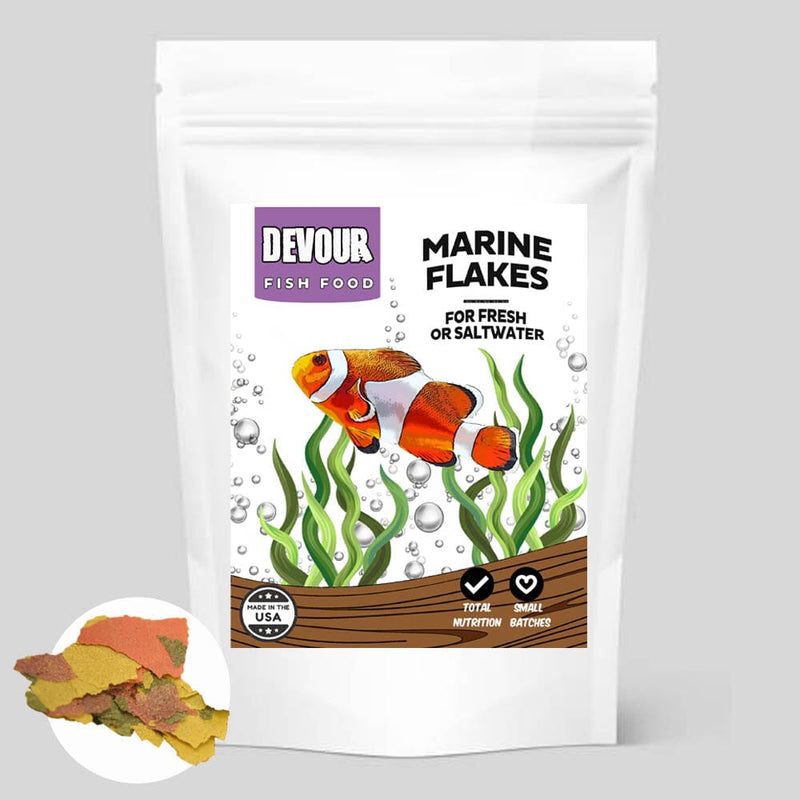 FS Devour Marine Flakes fish food blend for omnivorous saltwater fish like clownfish and butterflyfish